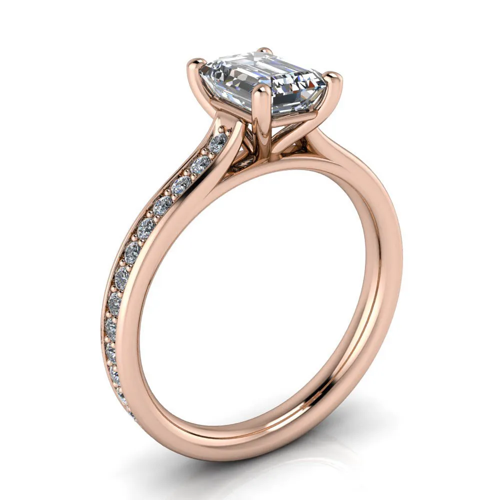 Classic Emerald Cut Engagement Ring Diamond Setting - Emma