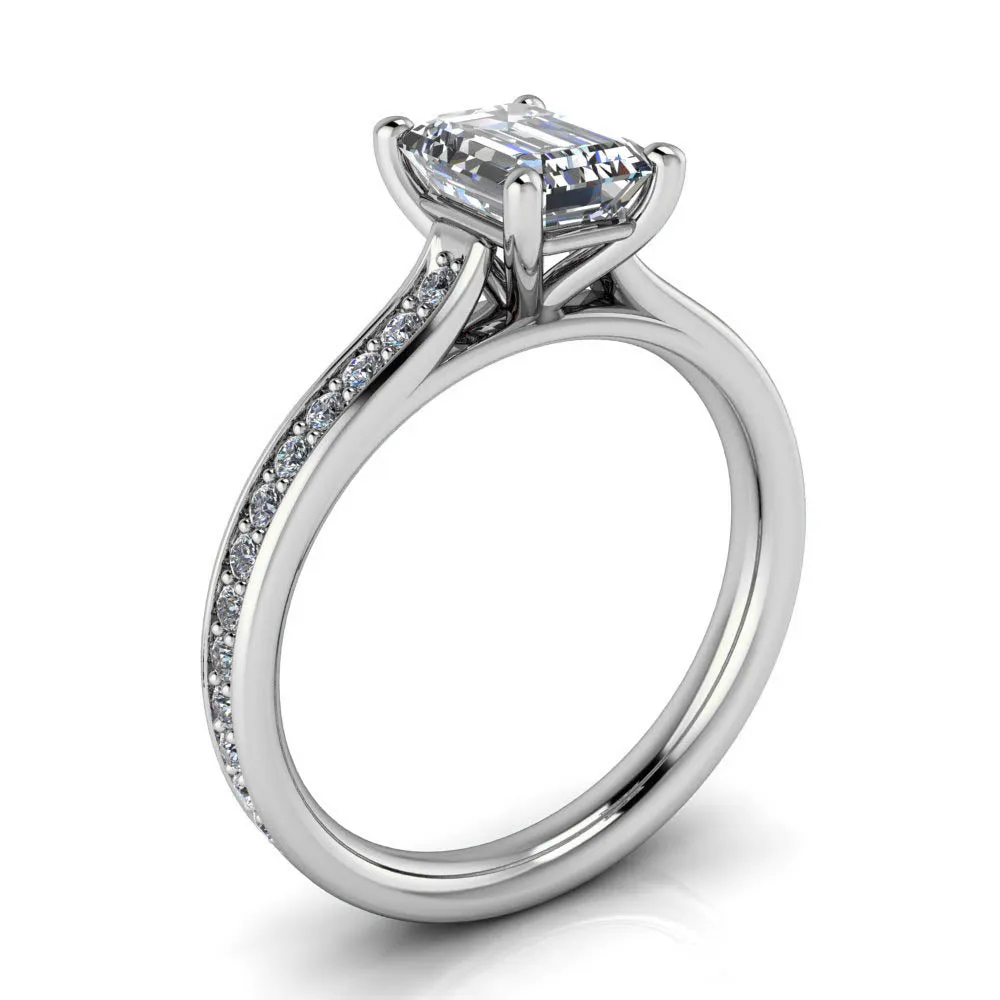 Classic Emerald Cut Engagement Ring Diamond Setting - Emma