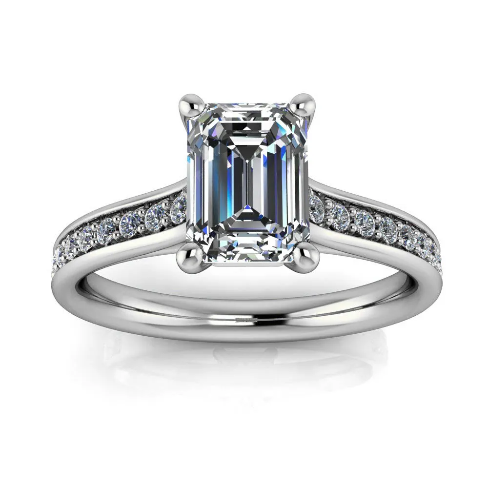 Classic Emerald Cut Engagement Ring Diamond Setting - Emma