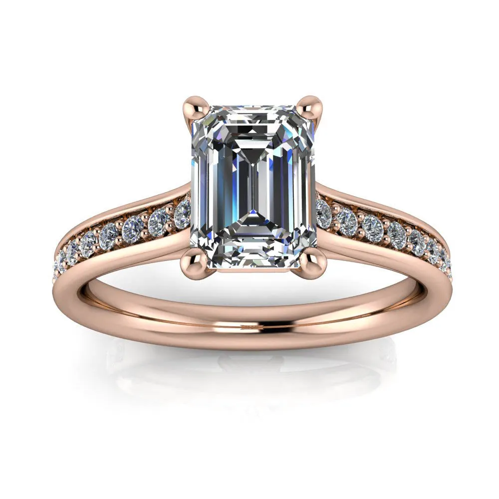 Classic Emerald Cut Engagement Ring Diamond Setting - Emma