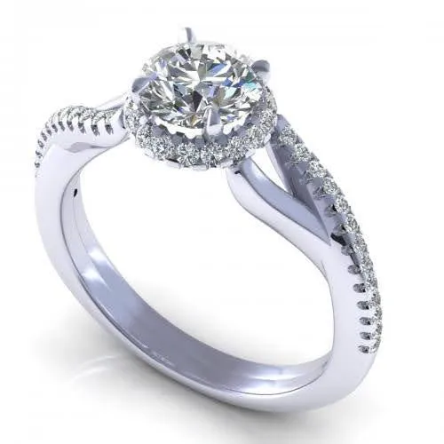 Classy 1.05 CT Round Cut Diamond Engagement Ring in Platinum