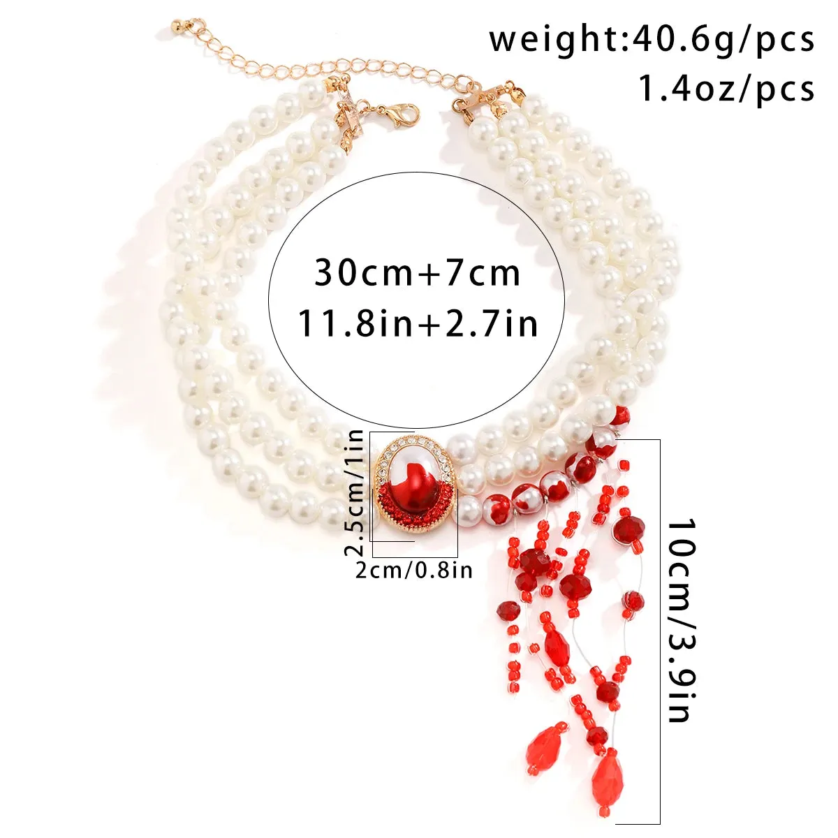 Collier et/ou Bracelet en perles d'imitation style Créatif & Baroque Blanc et Rouge pour un look unique ! (Articles vendus séparément)