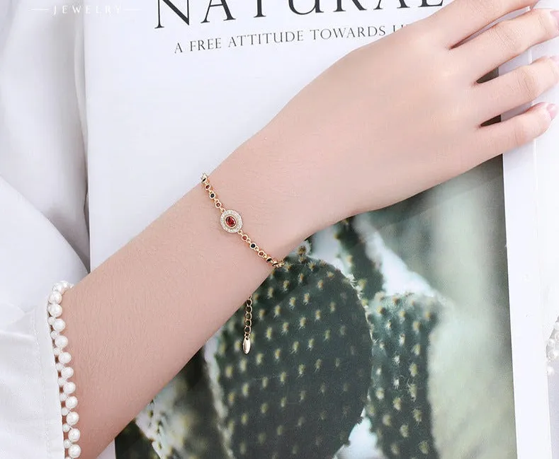 Colorful Series Fashionable French Retro Oval Bracelet Women's Light Luxury Elegant Bracelet as a Gift for Girlfriend