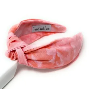 Coral Linen Top Knotted Headband