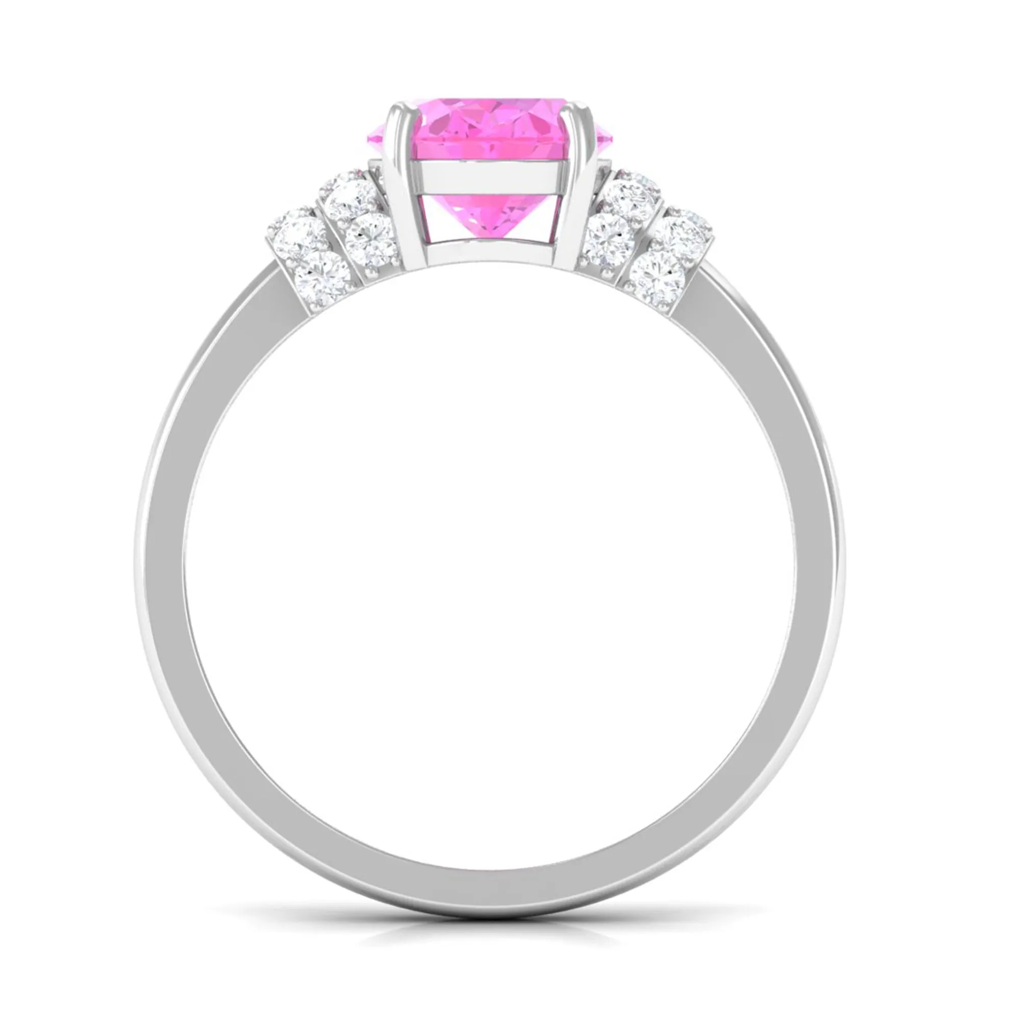 Created Pink Sapphire Oval Engagement Ring with Diamond Accent