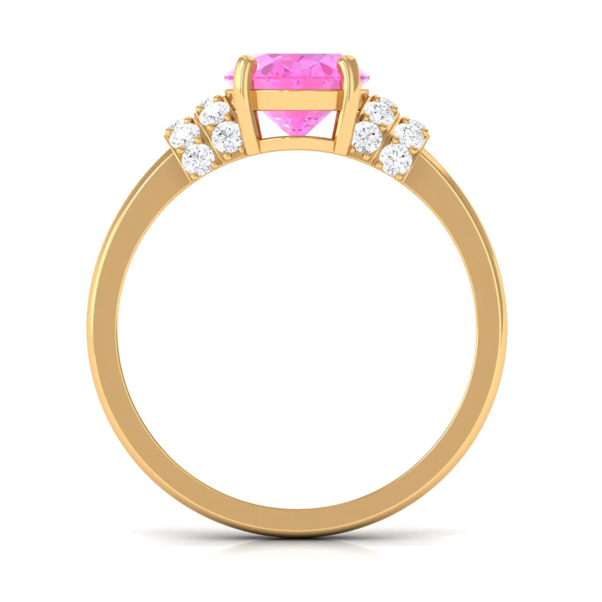 Created Pink Sapphire Oval Engagement Ring with Diamond Accent