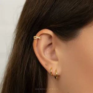 Criss Cross Cartilage Hoops, Unisex, Gold, Silver SHEMISLI - SH673