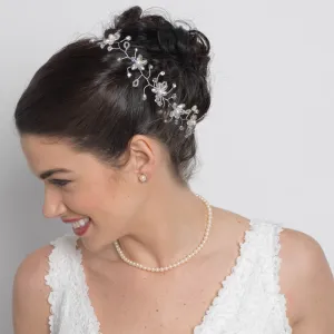 Crystal & Pearl Bridal Flower Hair Vine Headband