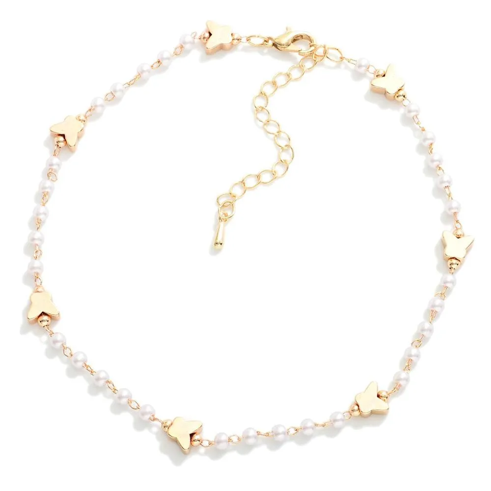 Crystal Avenue Chain Link Pearl Anklet