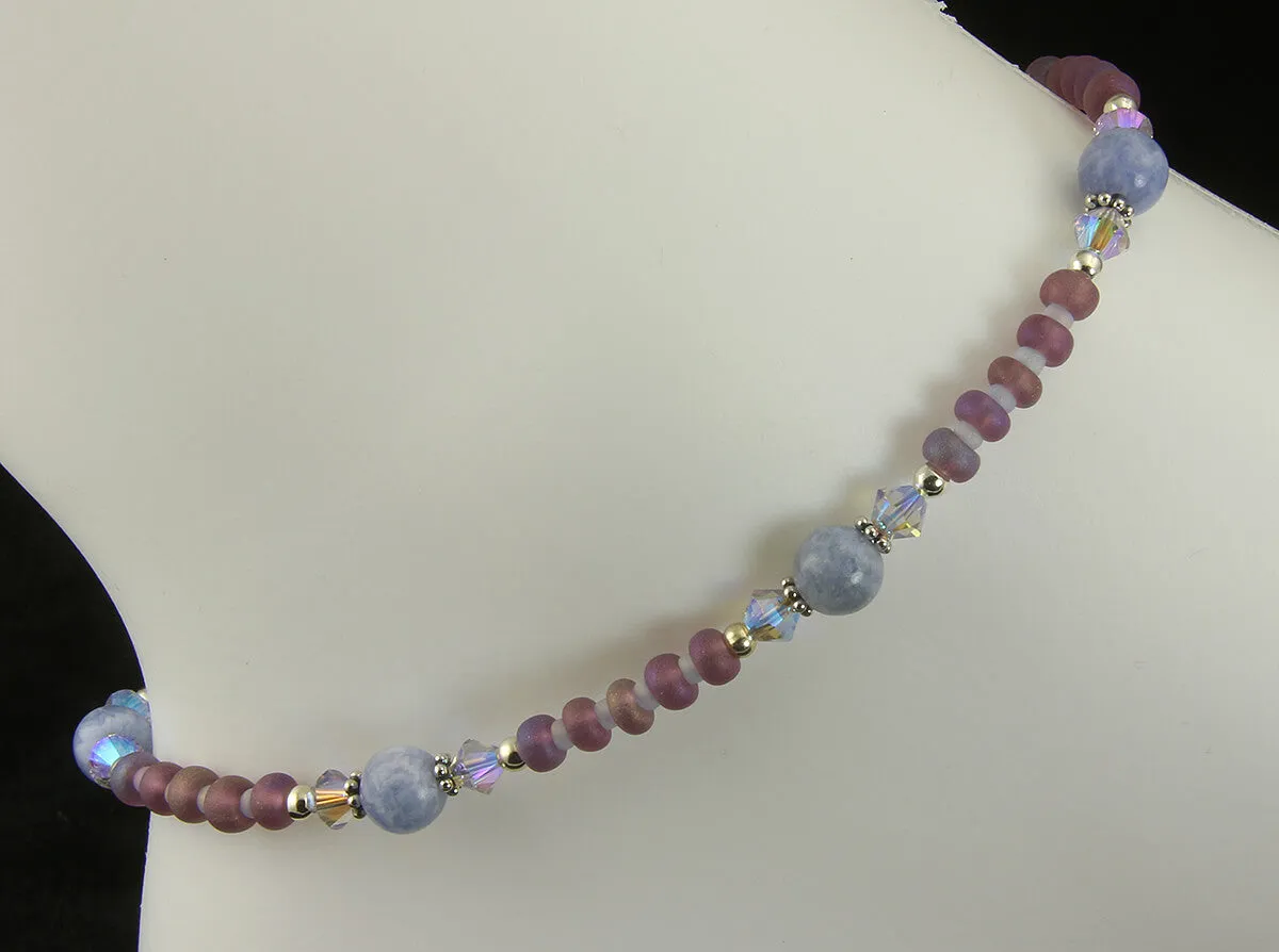 Crystal Blue Lace Agate Gemstone Anklet