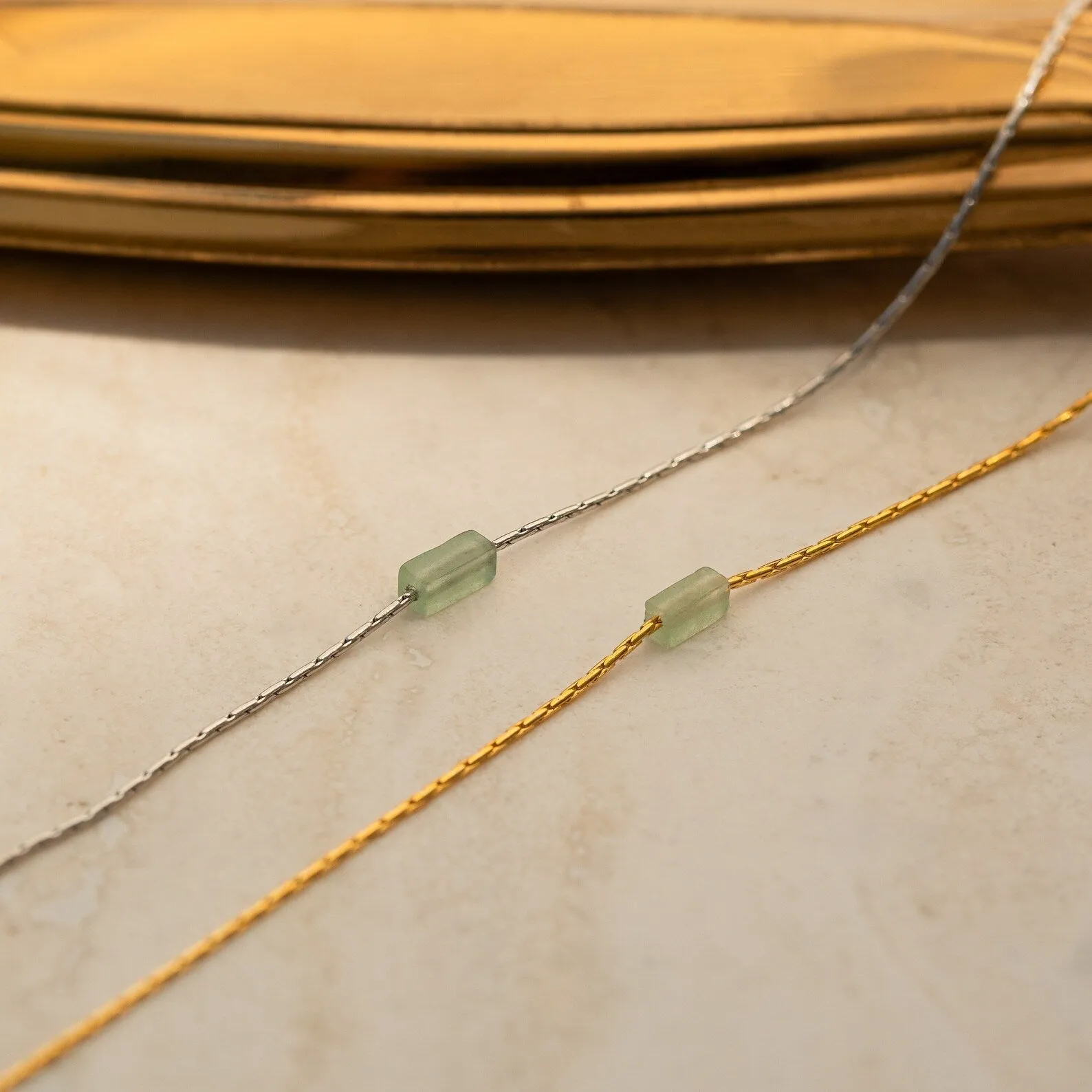 Dainty Aventurine Bar Necklace