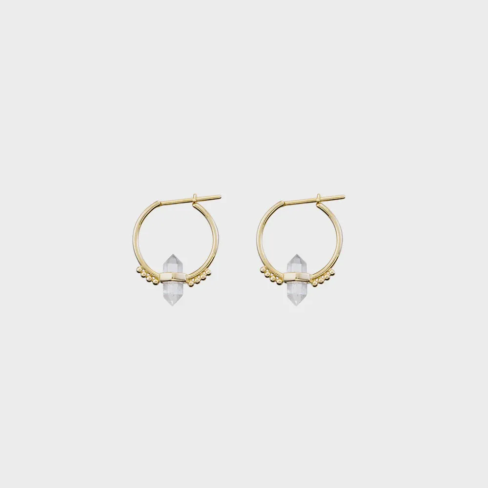 Deja Vu Crystal Hoops Gold