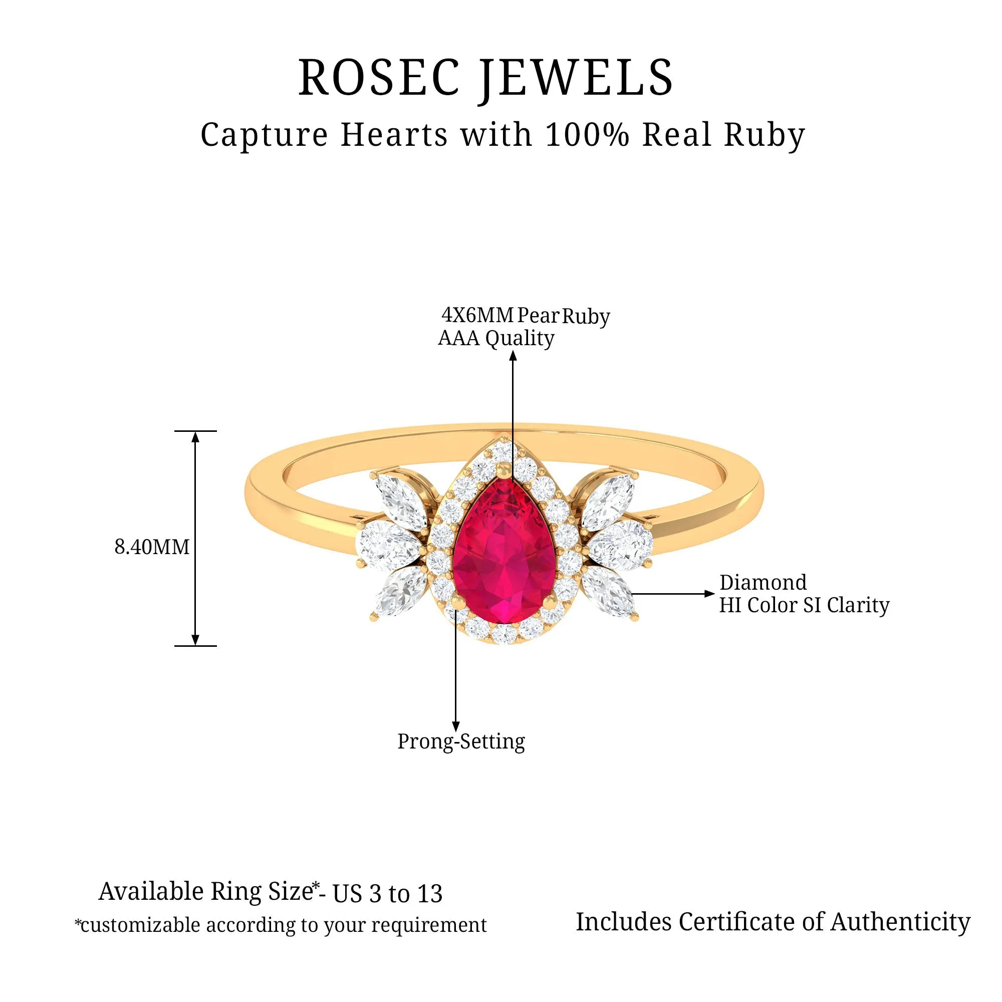 Designer Ruby and Diamond Halo Teardrop Engagement Ring