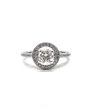 Diamond halo cathedral ring