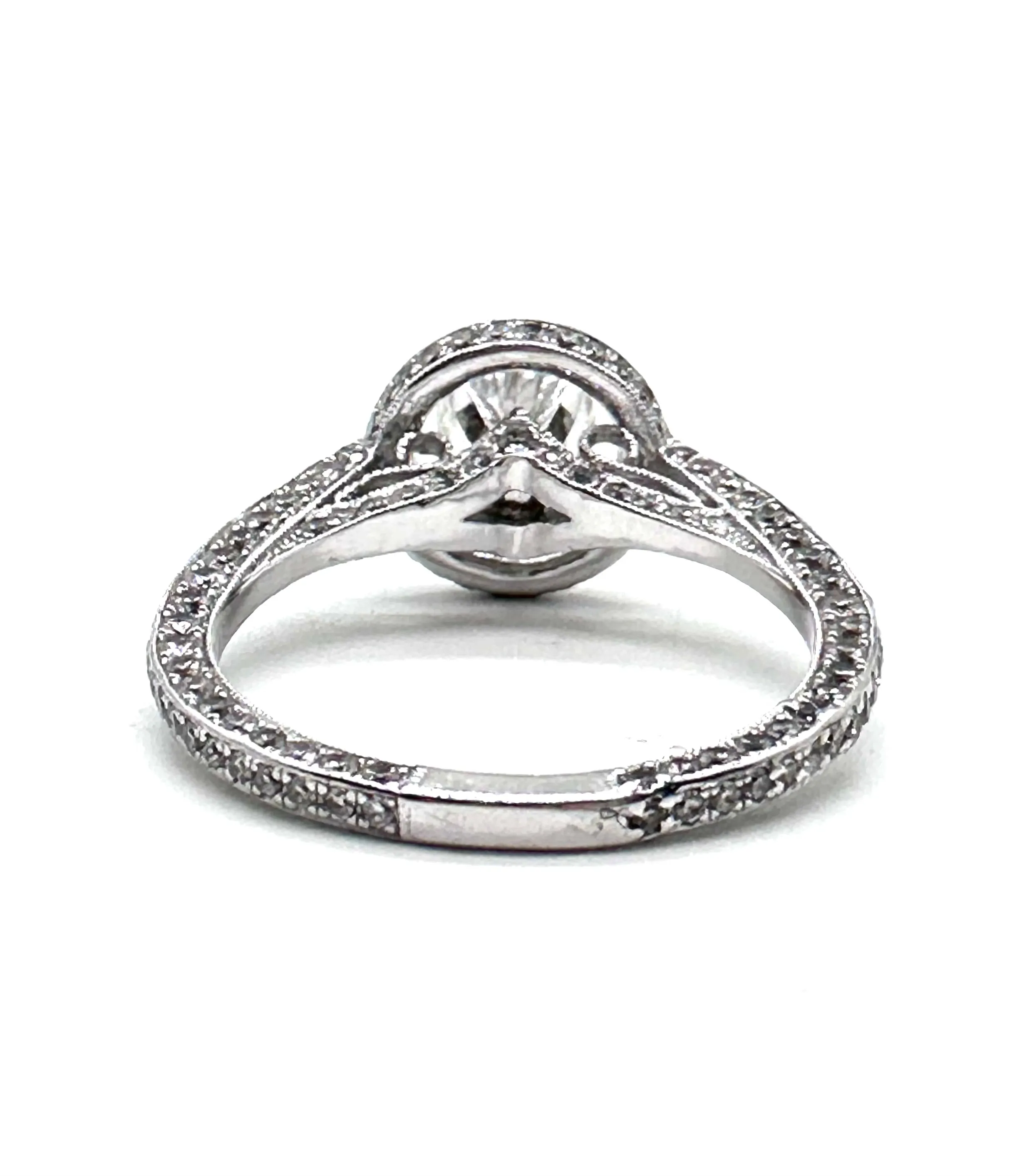 Diamond halo cathedral ring