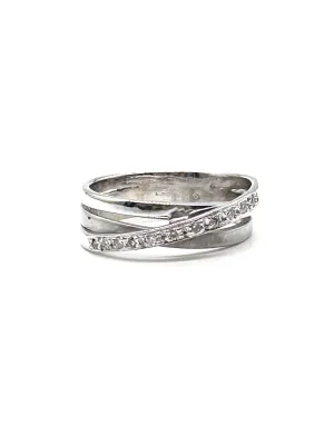 Diamond multi band crossover satin ring