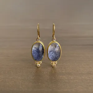 Dumortierite Quartz & Diamond Earrings