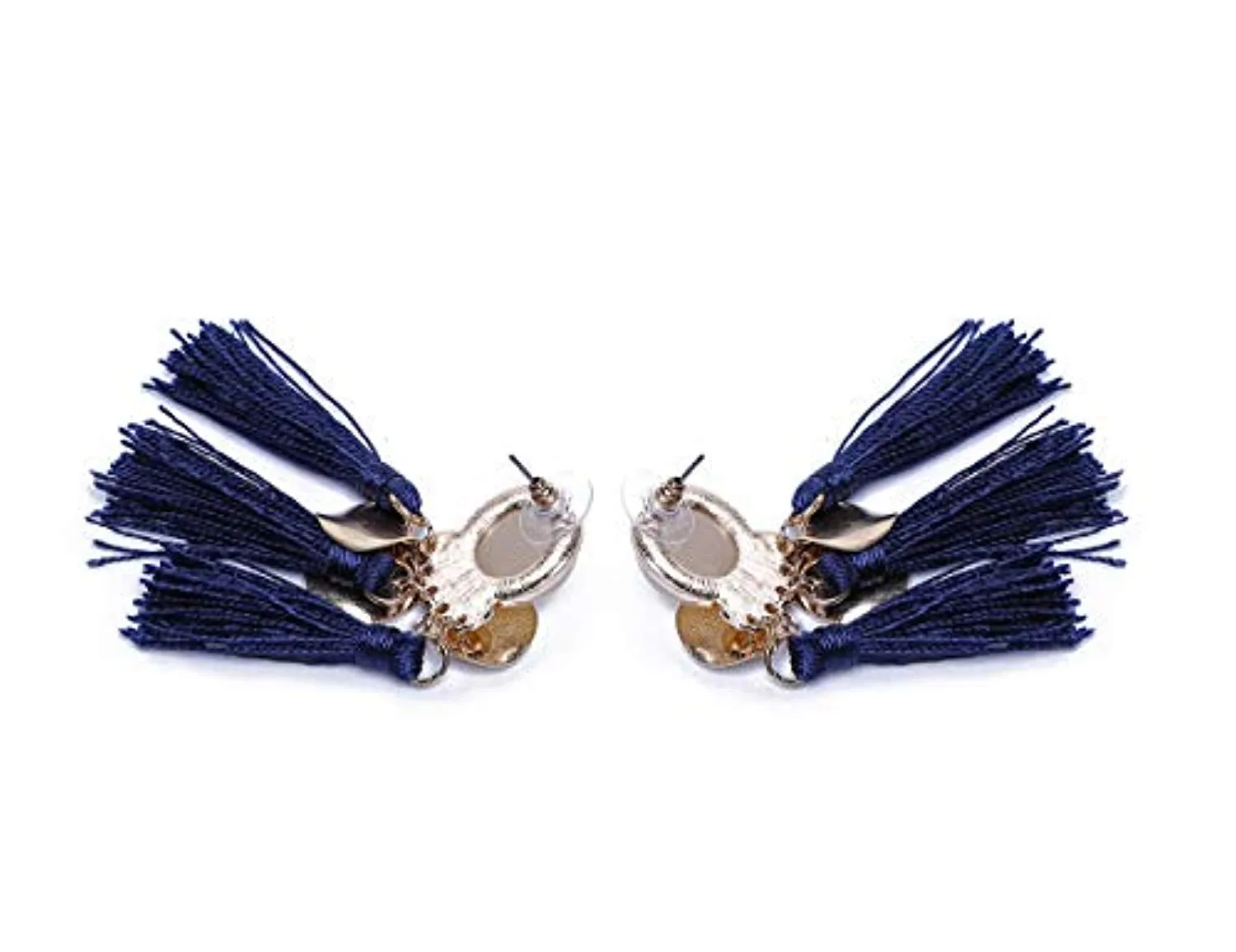 Electomania Dark Blue Metal Tassel Earrings for Women - 1 Pair