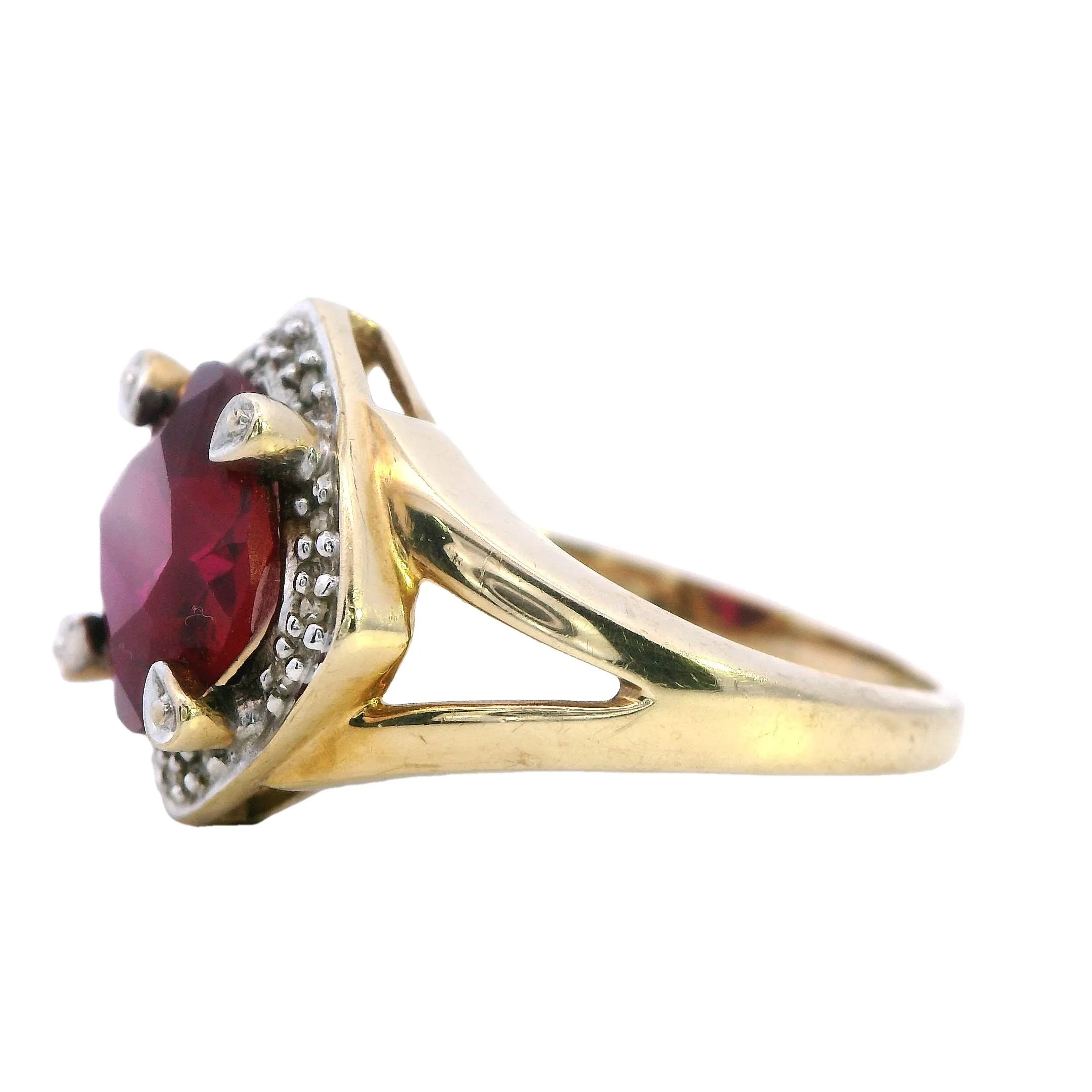 Elegant 9ct Yellow Gold Ruby and Diamond Ring