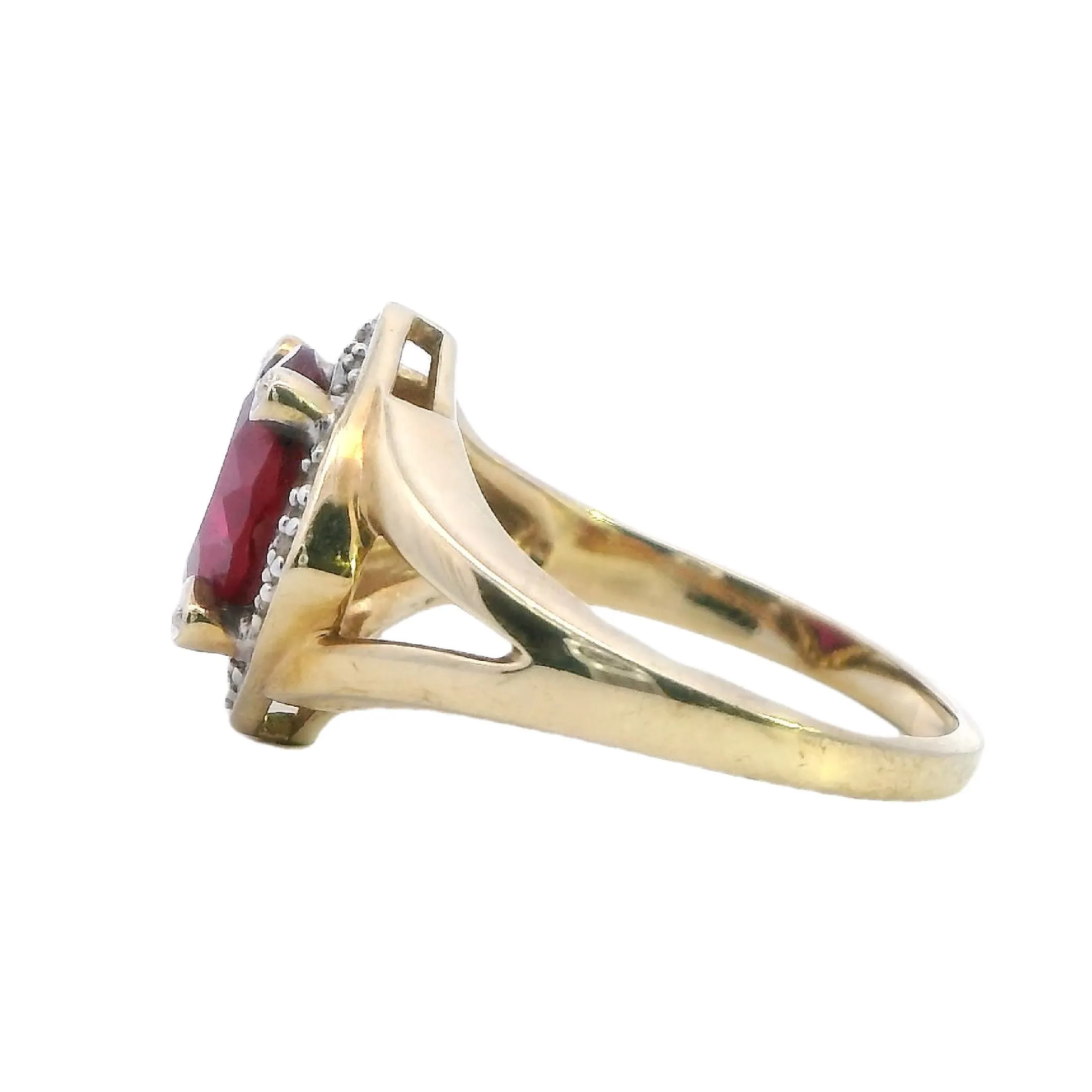 Elegant 9ct Yellow Gold Ruby and Diamond Ring