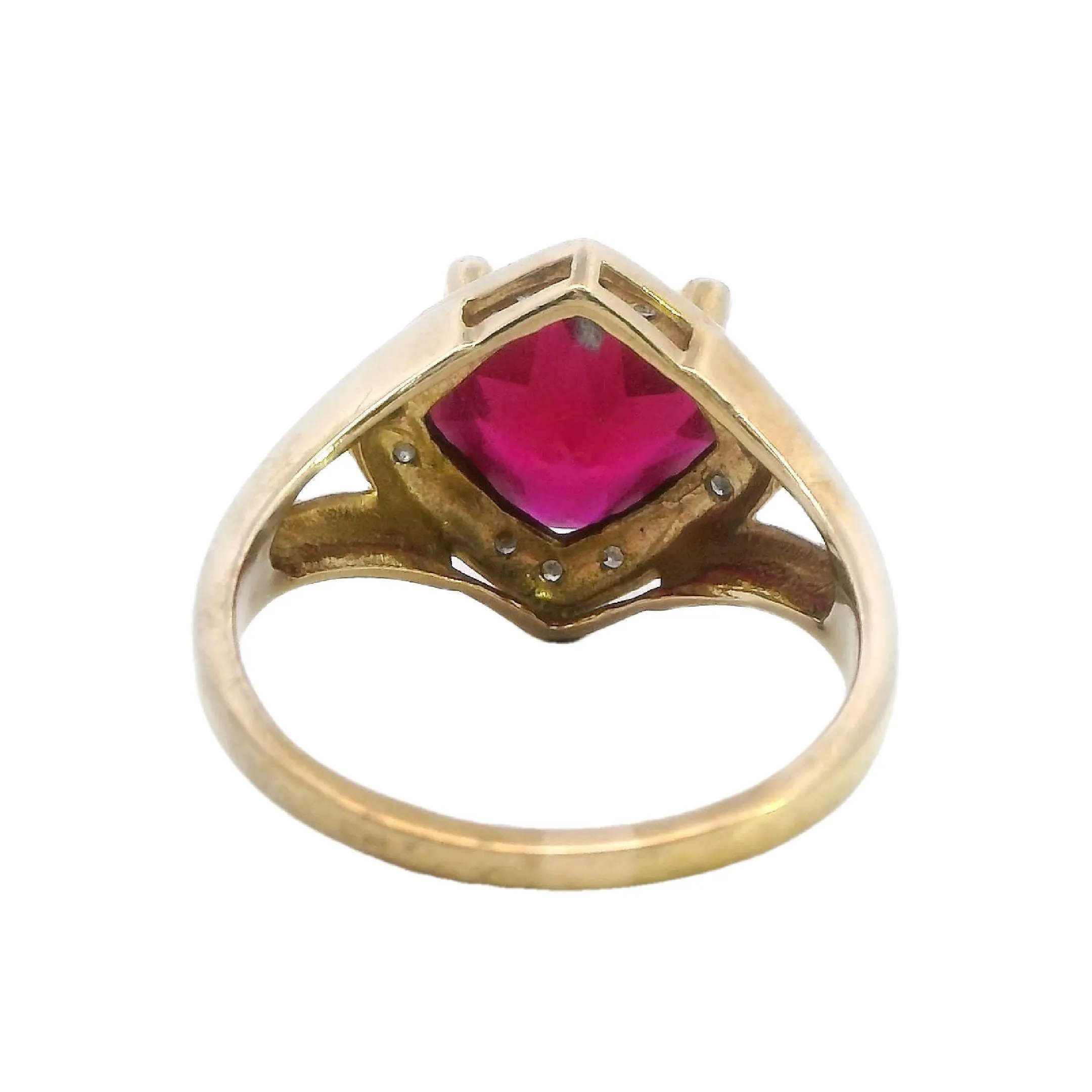 Elegant 9ct Yellow Gold Ruby and Diamond Ring