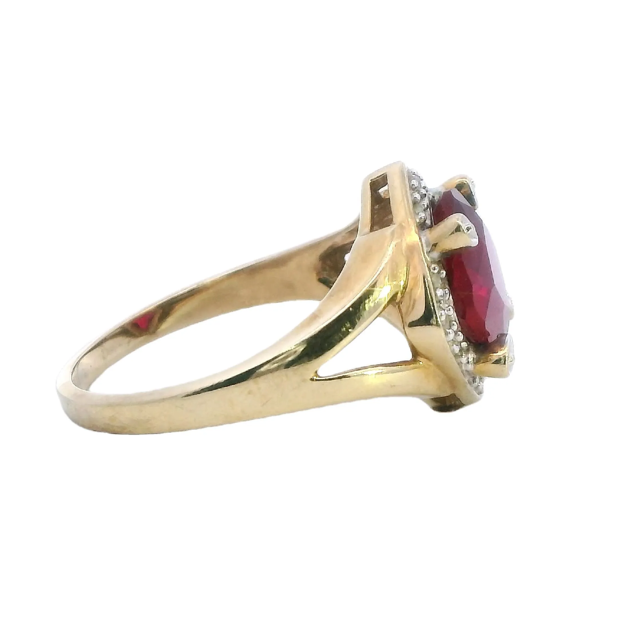 Elegant 9ct Yellow Gold Ruby and Diamond Ring