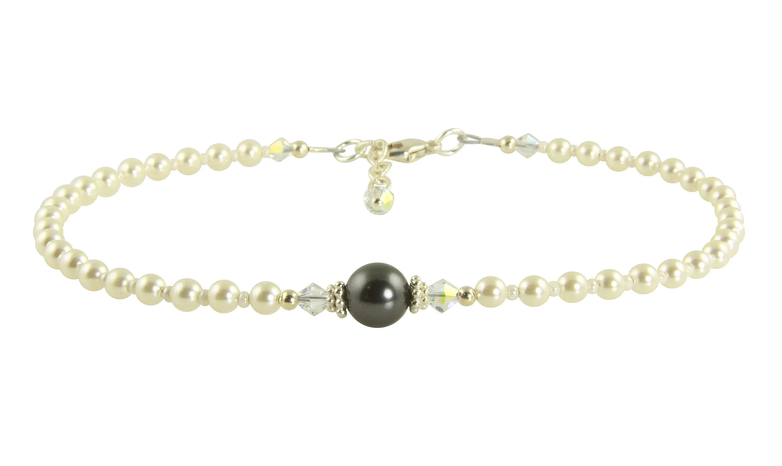 Elegant Gray Pearl Beaded Anklet