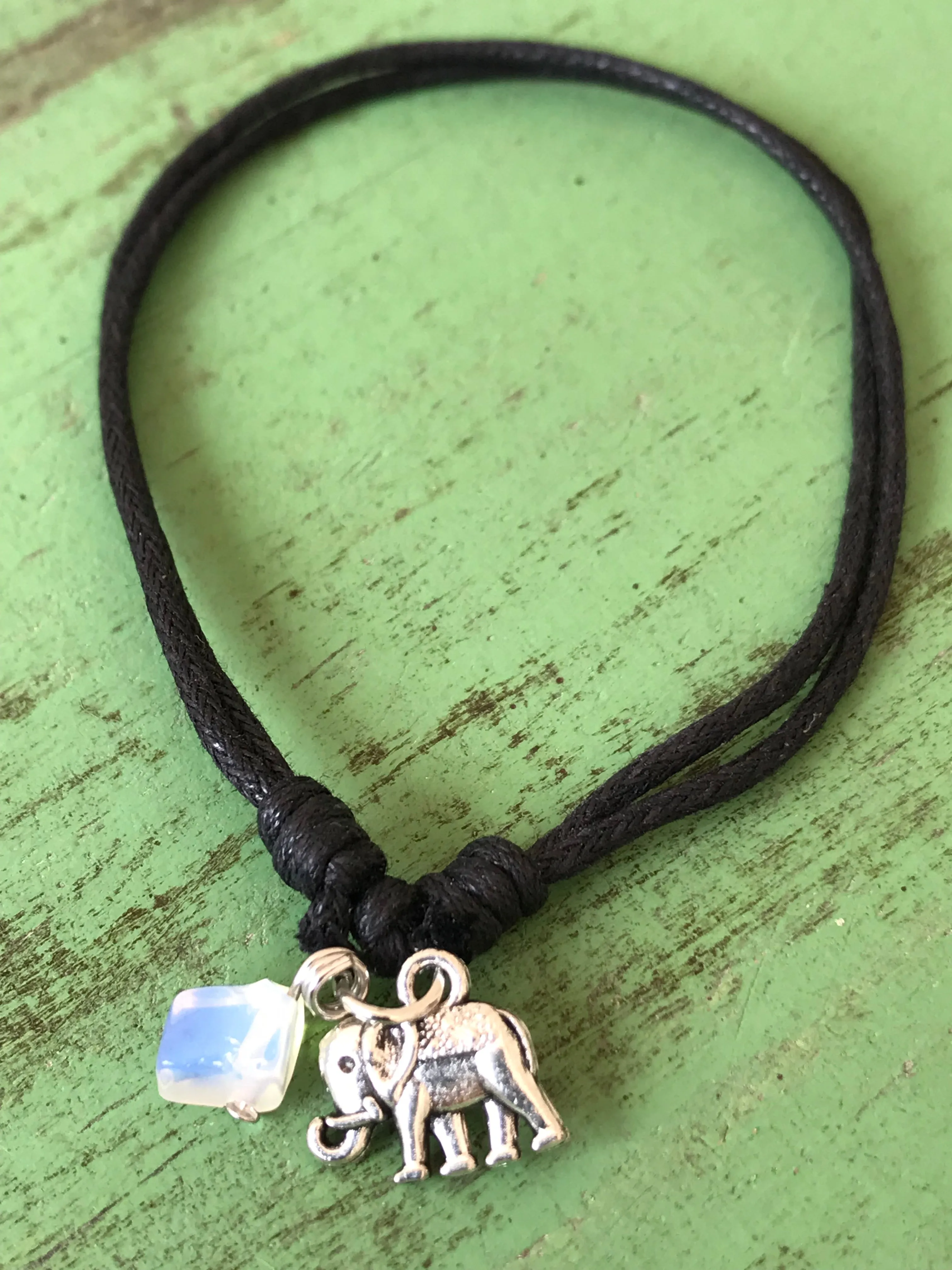 Elephant with Sea Opal Anklet