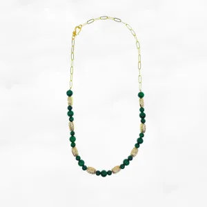 Elf Forest Wood Pattern Jade Necklace Gold