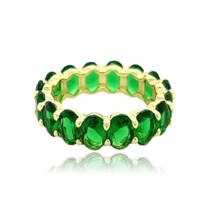 Emerald Green CZ's Oval Eternity Ring