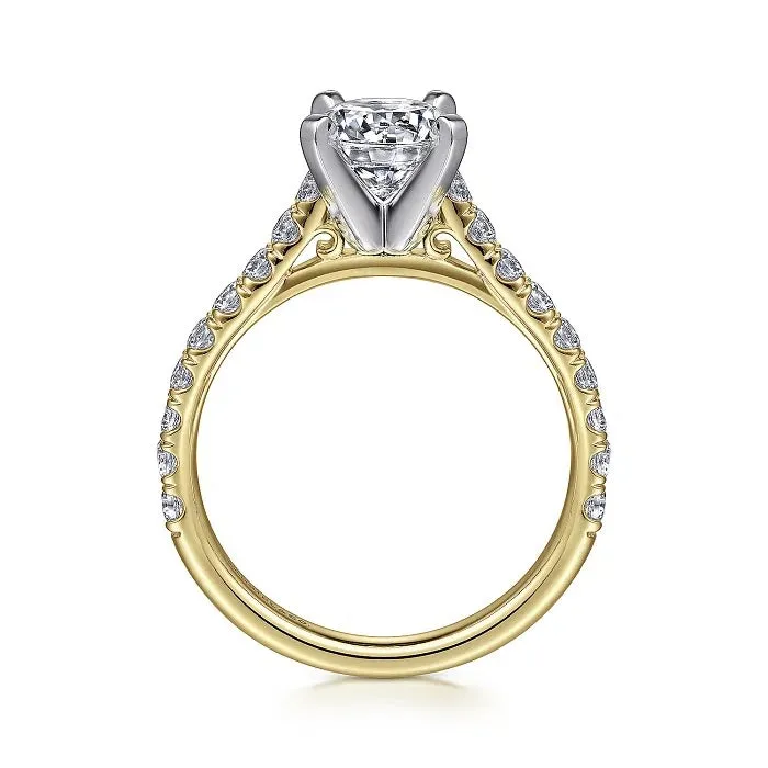 Erica - 14K White-Yellow Gold Round Diamond Engagement Ring