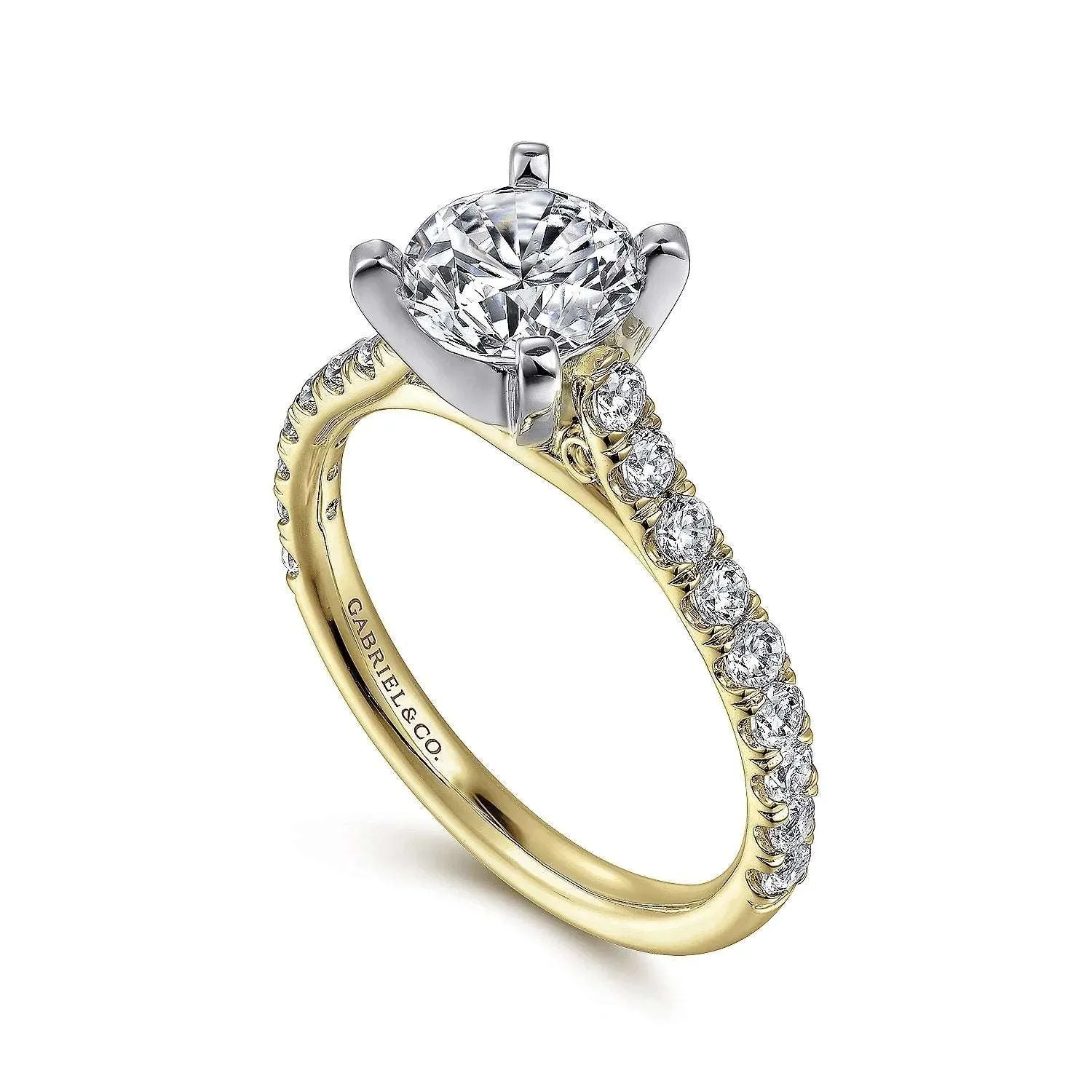 Erica - 14K White-Yellow Gold Round Diamond Engagement Ring