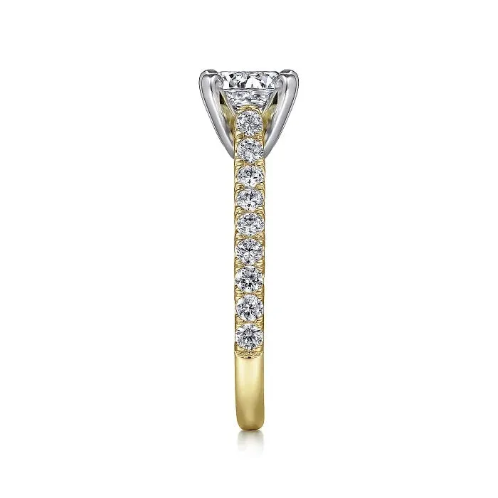 Erica - 14K White-Yellow Gold Round Diamond Engagement Ring