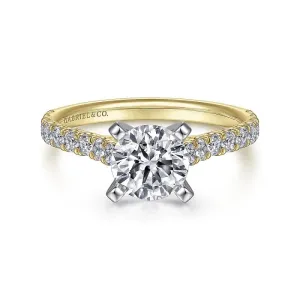 Erica - 14K White-Yellow Gold Round Diamond Engagement Ring