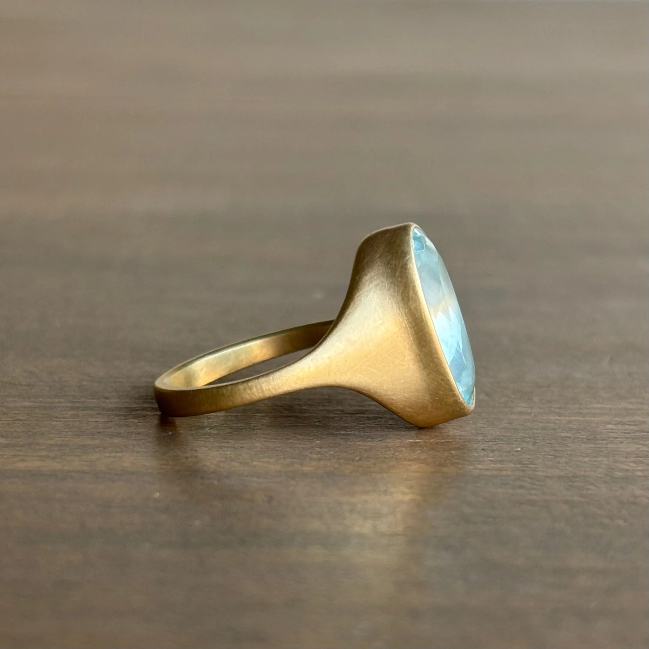 Faceted Oval Aquamarine Cast Ring