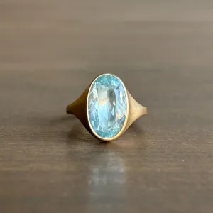 Faceted Oval Aquamarine Cast Ring