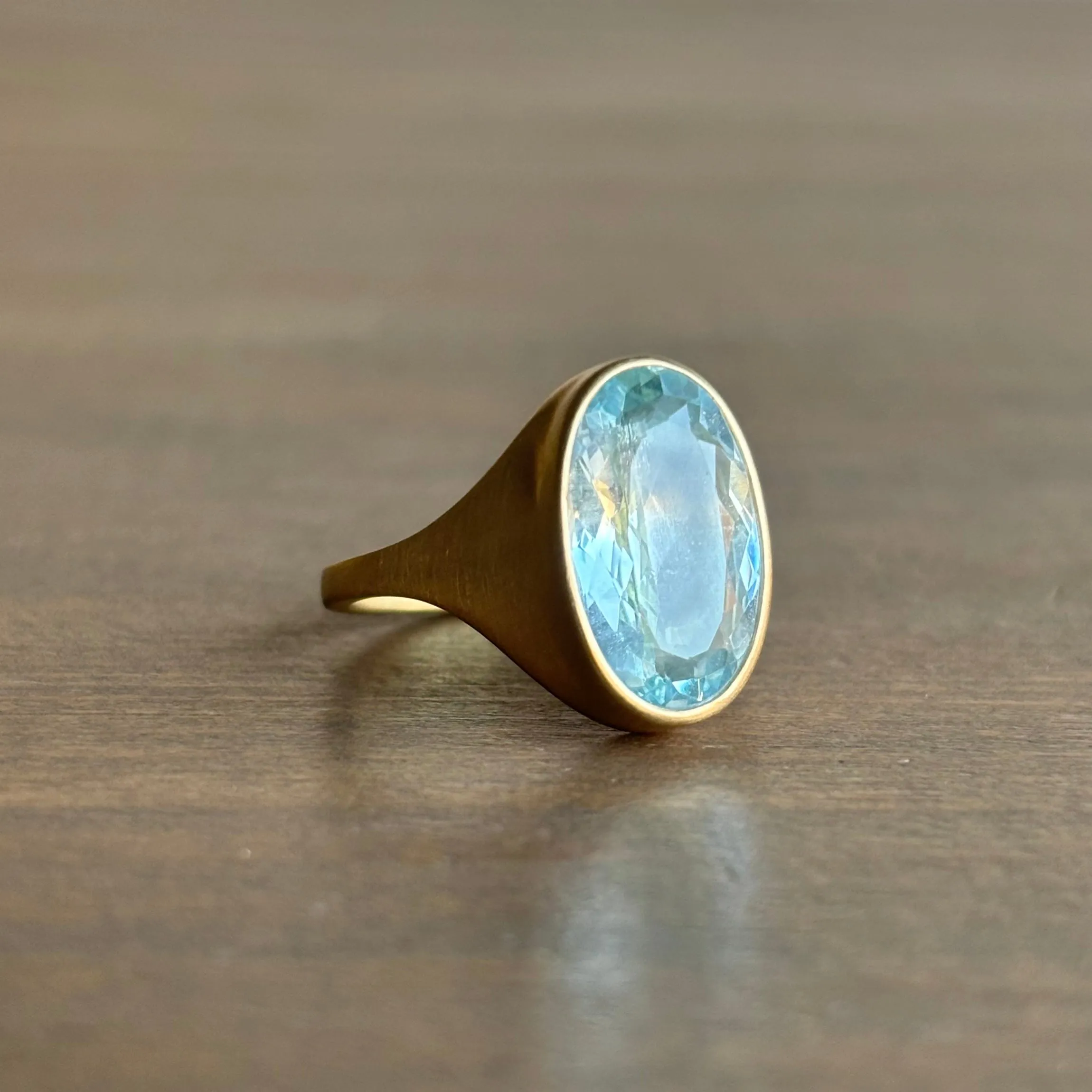 Faceted Oval Aquamarine Cast Ring