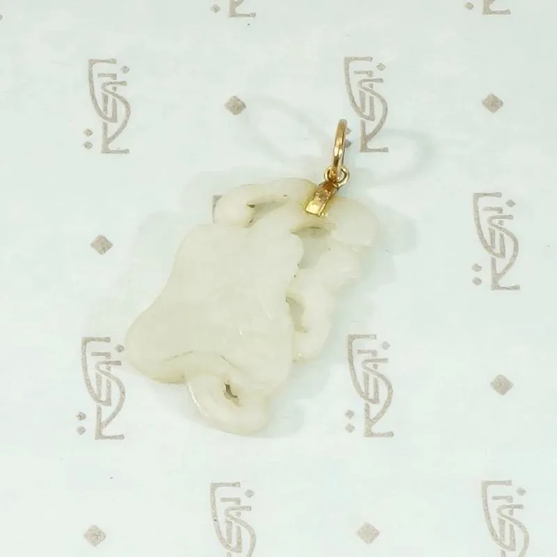 Fanciful Carved Jade Fan Pendant