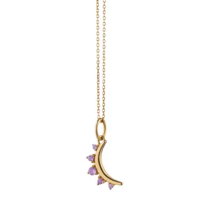 February Amethyst "Moon" 18K Gold Birthstone Necklace