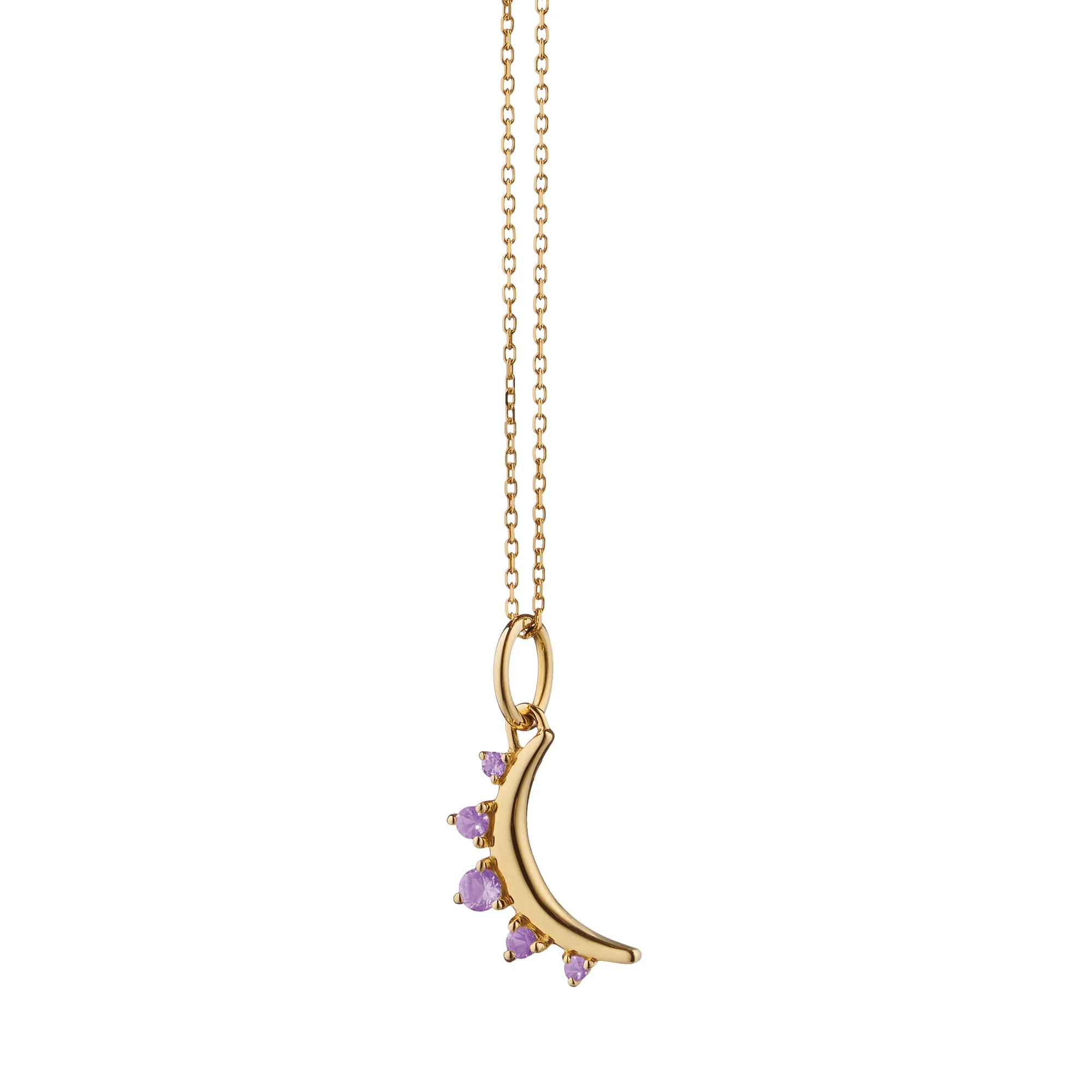 February Amethyst "Moon" 18K Gold Birthstone Necklace