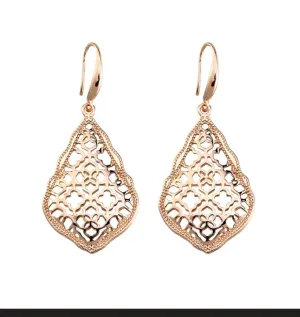 Filigree Drop Earrings Rose Gold