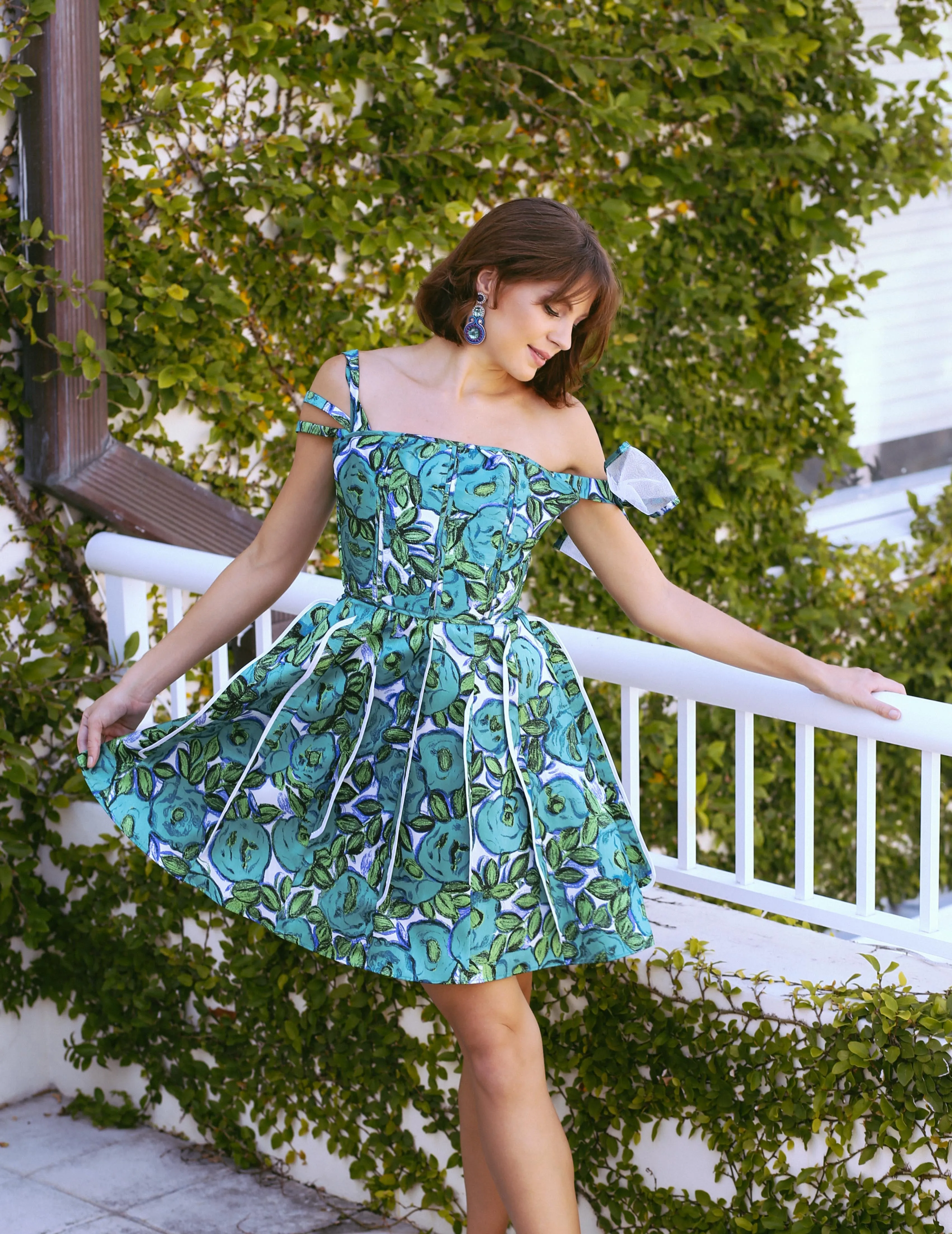 Flower Blue Cocktail Dress