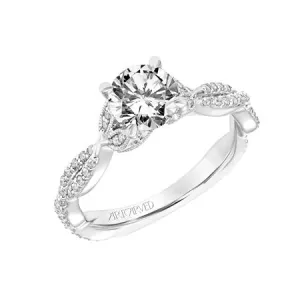 Freesia Contemporary Side Stone Floral Diamond Engagement Ring