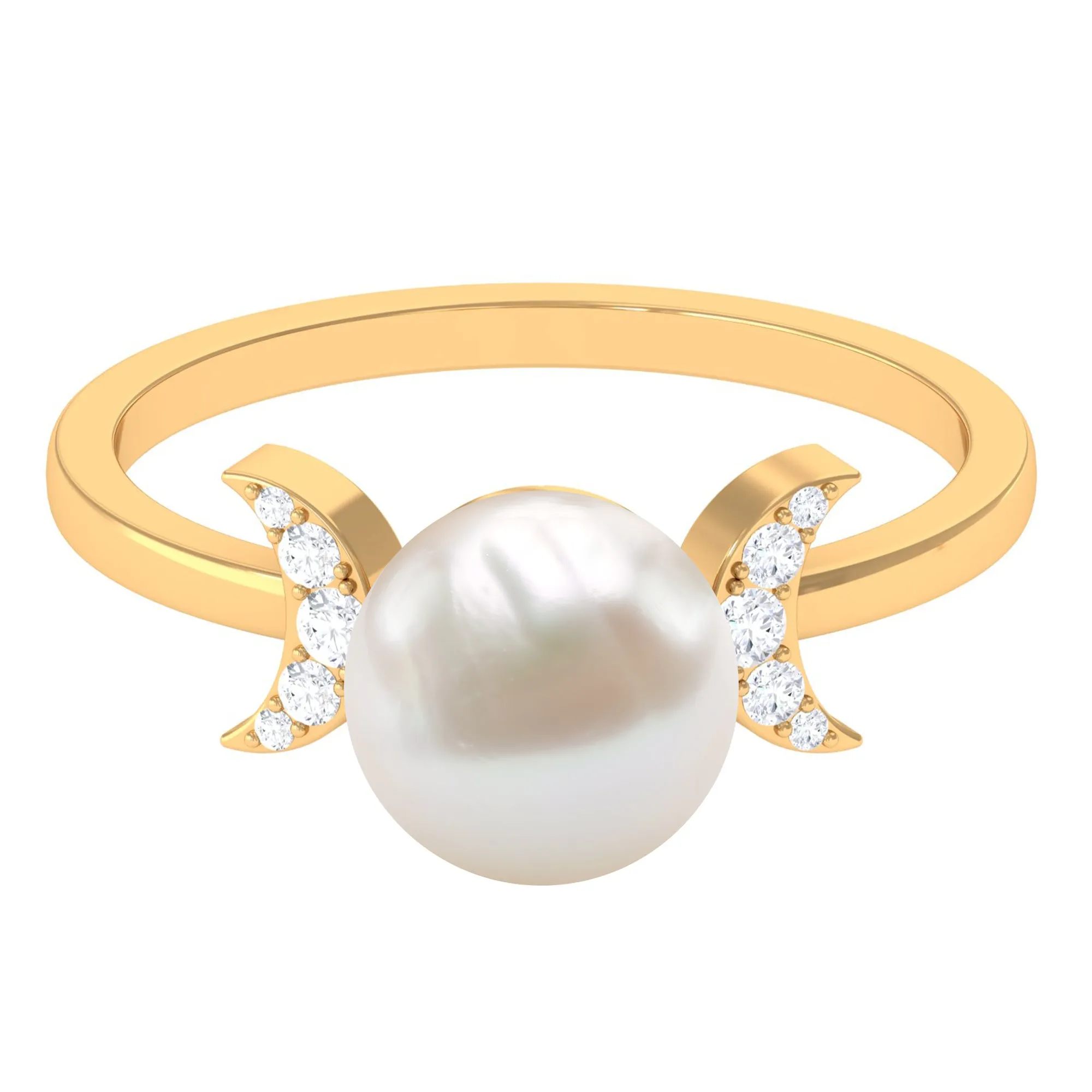 Freshwater Pearl and Diamond Designer Engagement Ring