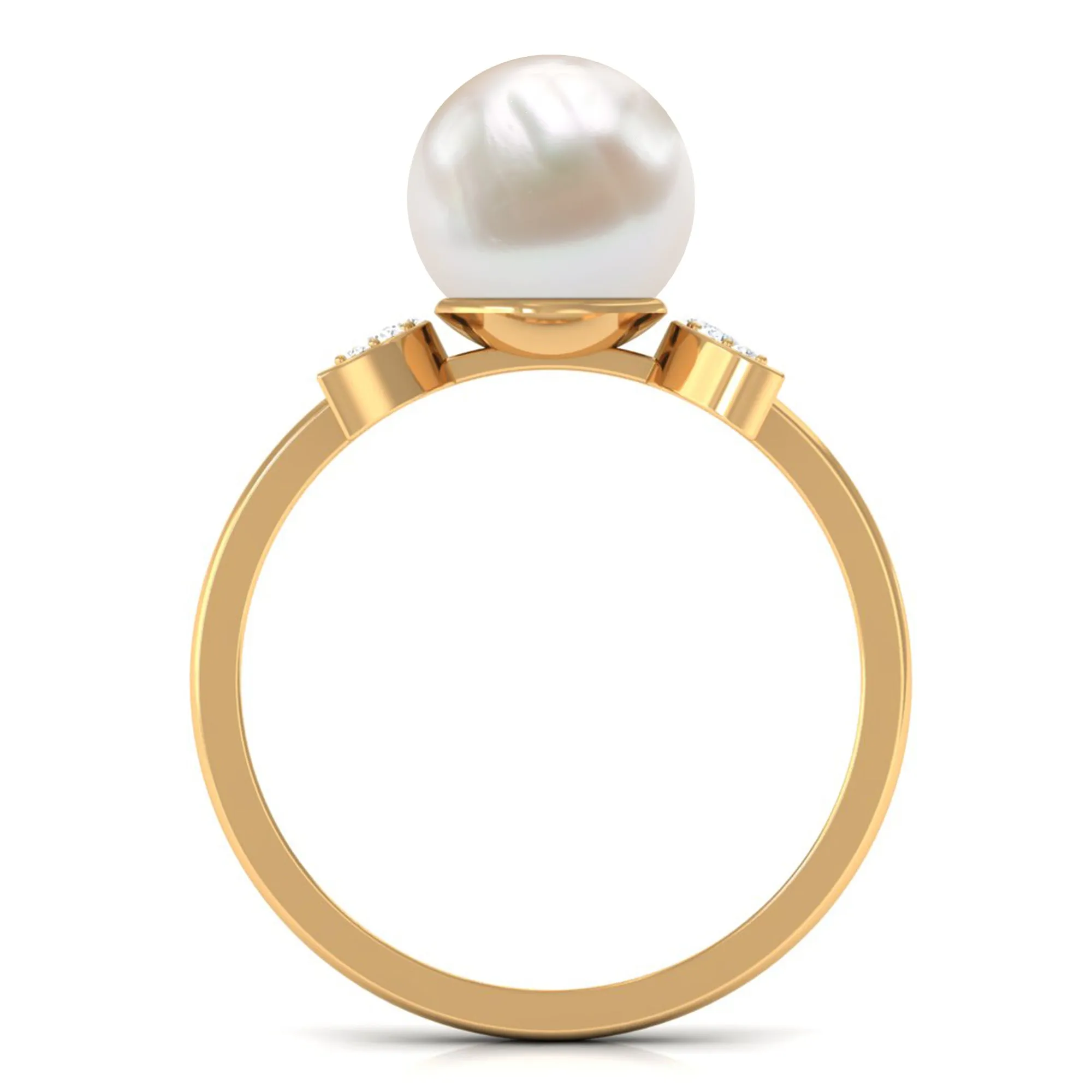 Freshwater Pearl and Diamond Designer Engagement Ring