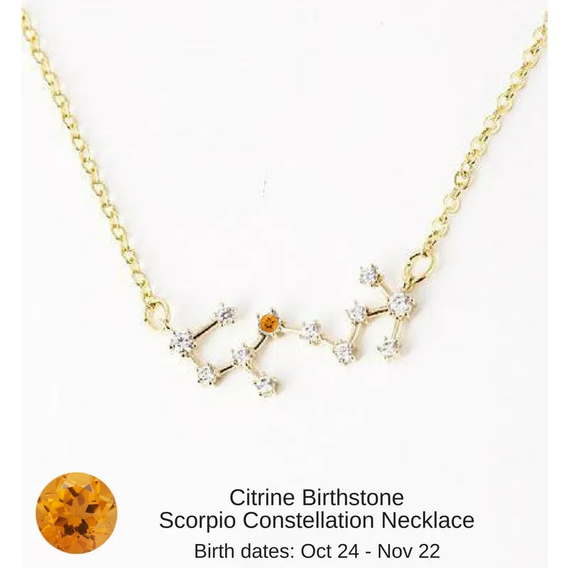 Gemini Constellation Zodiac Necklace with Light Amethyst Birthstone - "Star Candy"