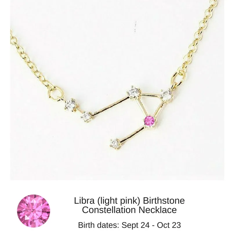 Gemini Constellation Zodiac Necklace with Light Amethyst Birthstone - "Star Candy"