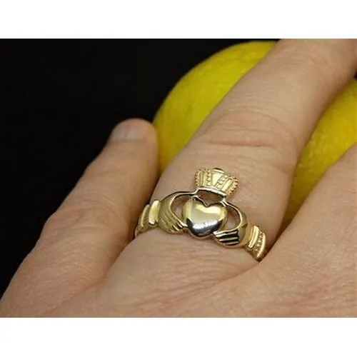 Gents 9ct Gold Claddagh With Celtic Weave Band