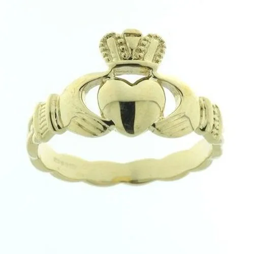 Gents 9ct Gold Claddagh With Celtic Weave Band