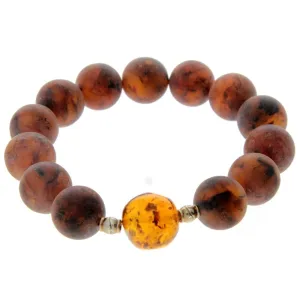 Genuine Raw Baltic Amber Adjustable Beaded Bracelet for Men - MB015